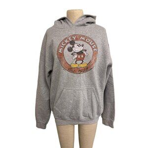 Vintage Disney Parks Mickey Mouse Hoodie Gray Est. 1928 Graphic Sweatshirt Mediu